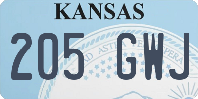 KS license plate 205GWJ