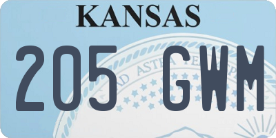 KS license plate 205GWM