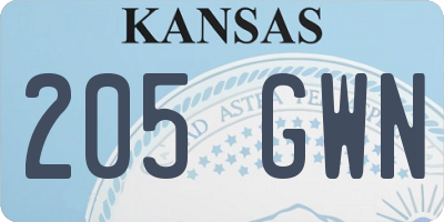 KS license plate 205GWN