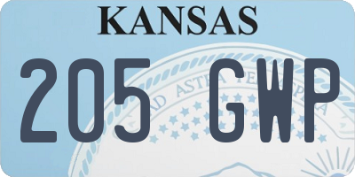 KS license plate 205GWP