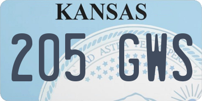 KS license plate 205GWS