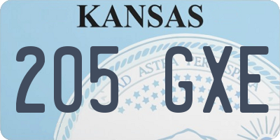 KS license plate 205GXE