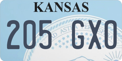 KS license plate 205GXO