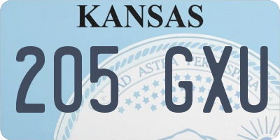 KS license plate 205GXU