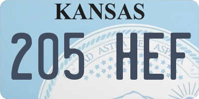 KS license plate 205HEF