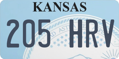 KS license plate 205HRV