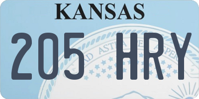 KS license plate 205HRY