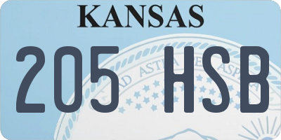 KS license plate 205HSB
