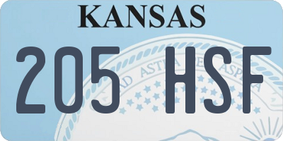 KS license plate 205HSF
