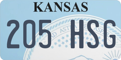 KS license plate 205HSG