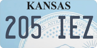 KS license plate 205IEZ