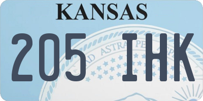 KS license plate 205IHK