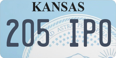 KS license plate 205IPO