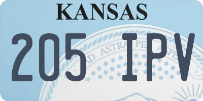 KS license plate 205IPV