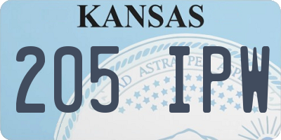 KS license plate 205IPW