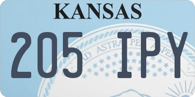 KS license plate 205IPY