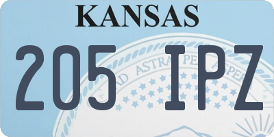 KS license plate 205IPZ