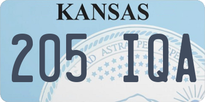 KS license plate 205IQA
