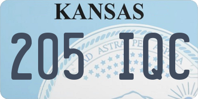 KS license plate 205IQC