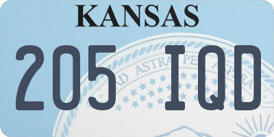 KS license plate 205IQD