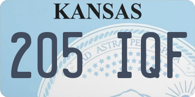 KS license plate 205IQF