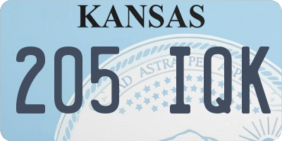 KS license plate 205IQK