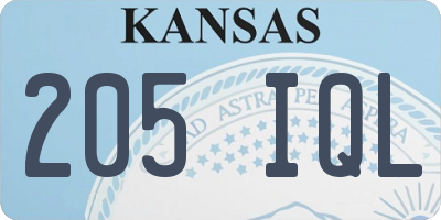 KS license plate 205IQL