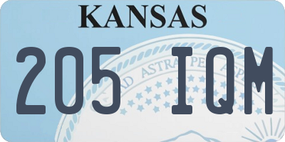 KS license plate 205IQM