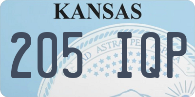 KS license plate 205IQP