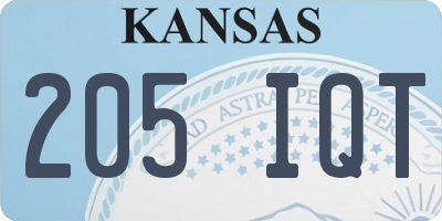 KS license plate 205IQT