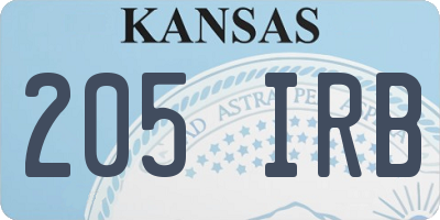 KS license plate 205IRB