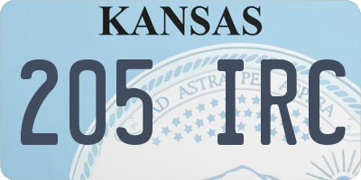 KS license plate 205IRC