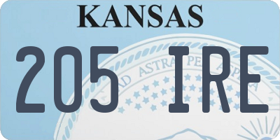 KS license plate 205IRE