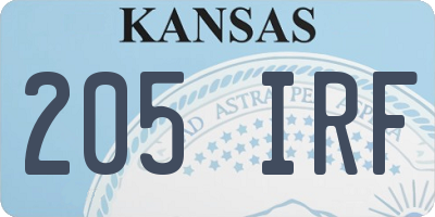 KS license plate 205IRF