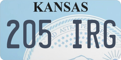 KS license plate 205IRG