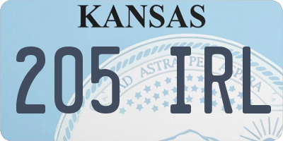 KS license plate 205IRL