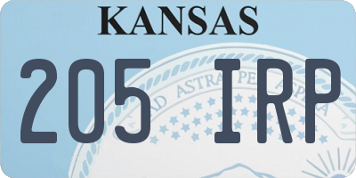 KS license plate 205IRP