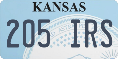 KS license plate 205IRS