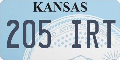 KS license plate 205IRT