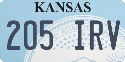 KS license plate 205IRV