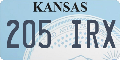 KS license plate 205IRX