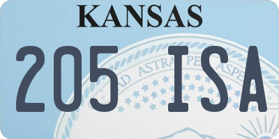 KS license plate 205ISA