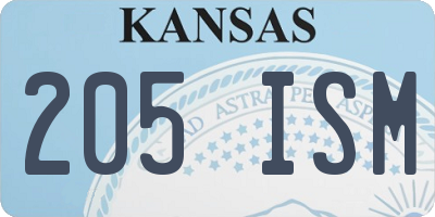 KS license plate 205ISM