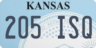 KS license plate 205ISQ