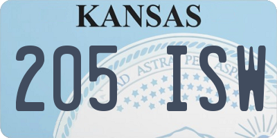 KS license plate 205ISW