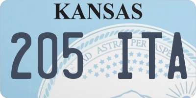 KS license plate 205ITA