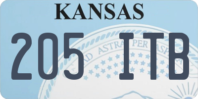 KS license plate 205ITB