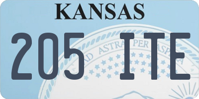KS license plate 205ITE