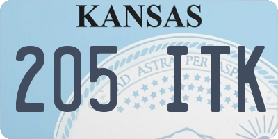 KS license plate 205ITK
