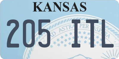 KS license plate 205ITL